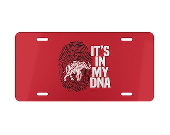 Delta - Está en mi ADN Placa de matrícula de huellas dactilares de elefante - Rojo