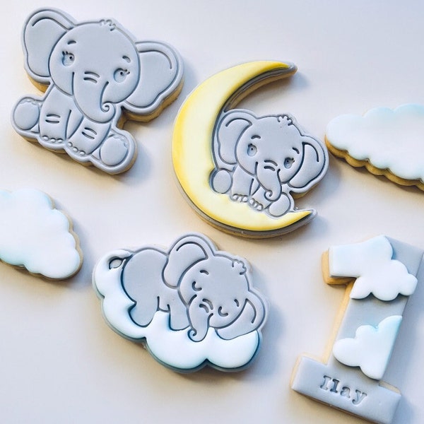 Baby boy elephant birthday cookies Geburtstag Kekse Gift Elephant Cookie Candy bar Baby shower