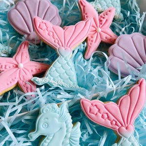 Mermaid tail Starfish Seahorse Seashell cookies Birthday cookie Geburtstag Meerjungfrau Kekse Biscuits Party
