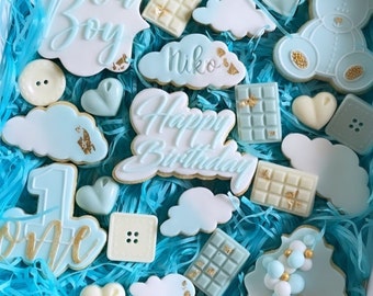 1 Baby Junge Geburtstagskekse Geburtstag Kekse Geschenk Teddybär Cookie Candy Bar Babyparty