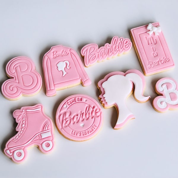 Cookies poupée Barbie rose allons faire la fête cadeau fille anniversaire