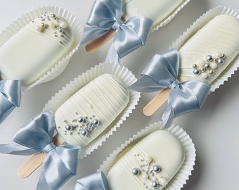 Blanc argenté Cake pops Cakesicles Babyshower Anniversaire Événements Premier anniversaire de bébé Mariage Baby shower