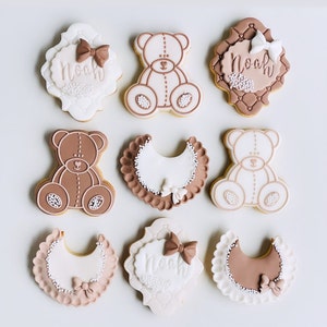 Pastel Teddy Bear birthday cookies Geburtstag Kekse Gift Candy bar Party Biscuits