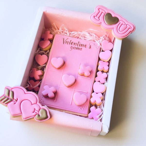 Valentine’s game Cookies valentine’s Day Tic Tac Toe Kekse Gift Love Party Biscuits