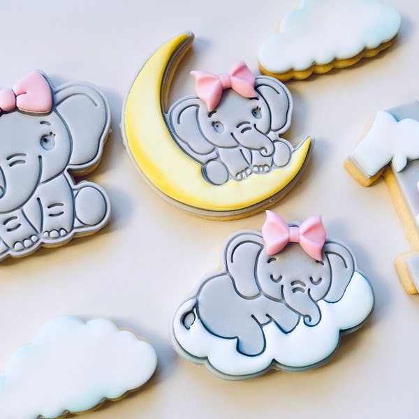 Baby girl elephant birthday cookies Geburtstag Kekse Gift Elephant Cookie Candy bar Baby shower