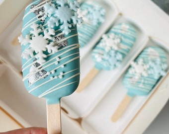 Snowflake Frozen Cake Pops Cakesicles Babyshower Geburtstag Events Erster Baby Geburtstag Hochzeit Baby shower