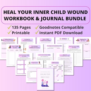 Sane su libro de trabajo de niño interior PAQUETE, Reparenting niño interior, Curación de heridas de niño interior Diario, Hojas de trabajo de terapia de trauma