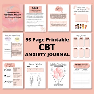 CBT Anxiety Journal Printable Manage Worries Workbook image 1