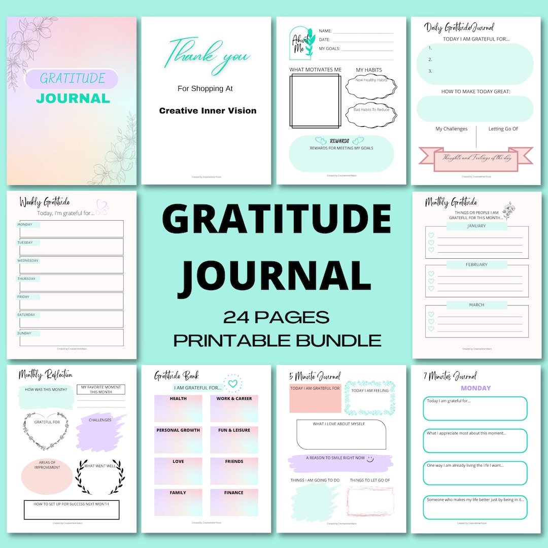 Gratitude Journal Printable BUNDLE! Gratitude Template, Daily Gratitude ...