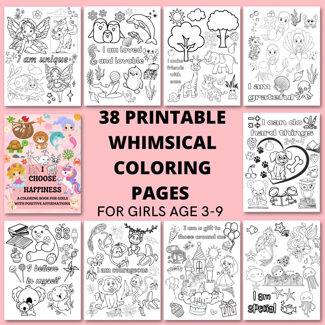 Mindfulness Coloring Pages for Girls Age 3-9, PRINTABLE, Unicorns and ...