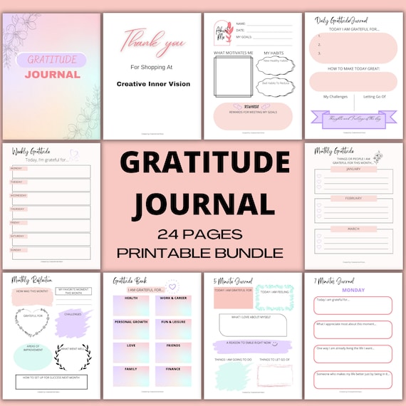 Gratitude Journal Printable BUNDLE Gratitude Template Daily - Etsy