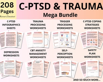 Trauma/PTSD, CPTSD Workbook Journal Printable, CBT Anxiety Workbook, Anger Management Therapy, Self Care Journal, Mental Health Workbook