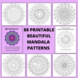 88 Beautiful Mandalas: PRINTABLE Coloring Pages for Stress and Anxiety Relief; Mandala Coloring Pages for Relaxation and Meditation