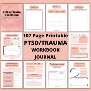Diário da apostila de processamento de trauma/PTSD para impressão, apostila de ansiedade de TCC, terapia de controle da raiva, diário de autocuidado, apostila de saúde mental
