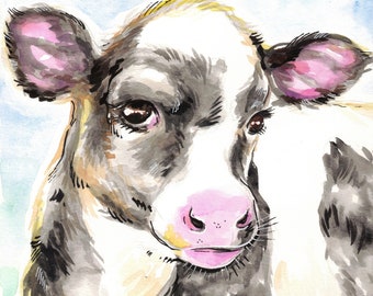 Baby Cow  - Original Watercolor Painting