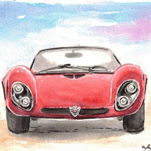 Alfa Romeo 33 Stradale - Original Watercolor Painting