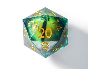 50mm Monster Chonk | Green Dragon | Moving Eyeball | Liquid Core Dice | Giant D20 Dice