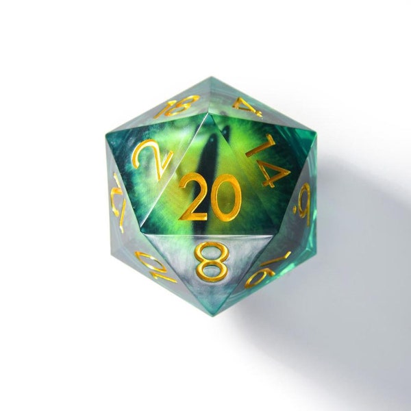 50mm Monster Chonk | Green Dragon | Moving Eyeball | Liquid Core Dice | Giant D20 Dice