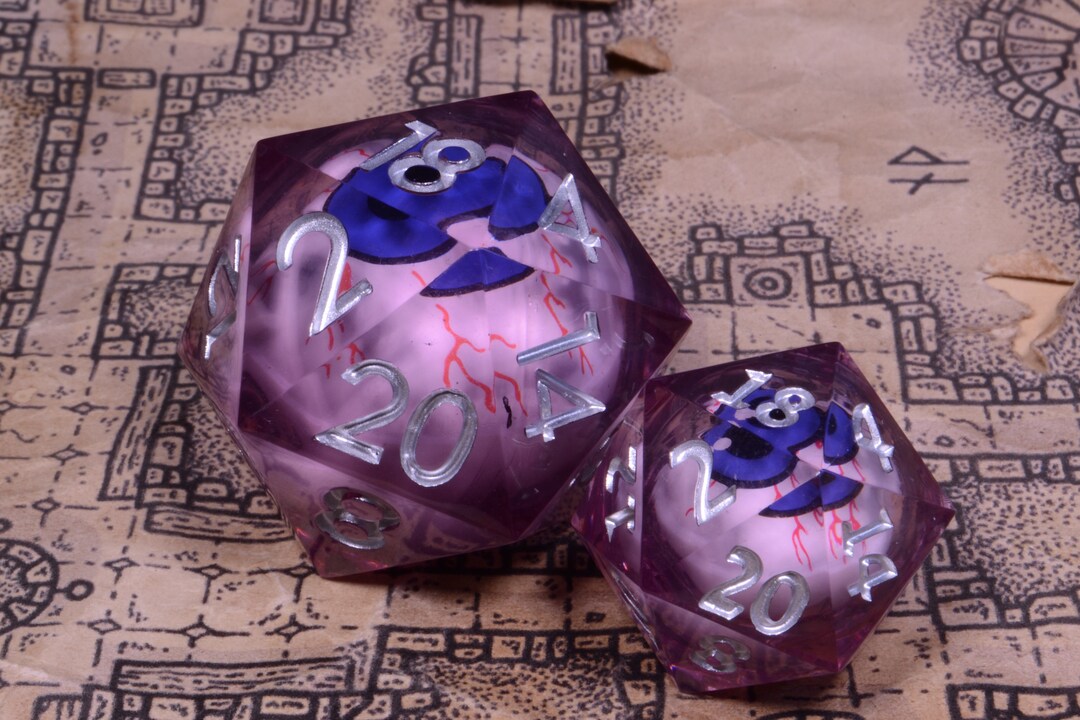 Moving Eyeball Liquid Core Dice Bloodshot Eye Blue Etsy