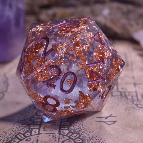 Large Chonk Liquid Core D20 Dnd Dice With Metallic Numbering Etsy