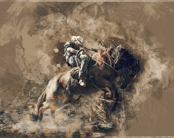 Digital Download Vintage Cowboy | Rodeo Cowboy | Printable Art | Western Art Print | Western Aesthetic