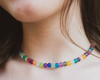 Frosted Mixed Bead Necklace