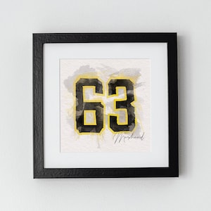 Brad Marchand | Hockey Player Watercolor Numbers | Printable