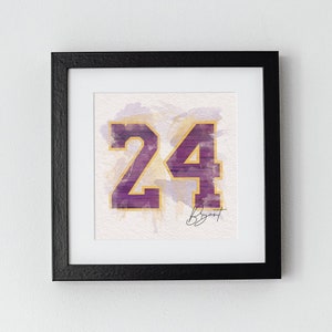 Kobe Bryant 24 | Basketball Player Watercolor Numbers | Printable