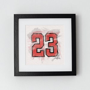 Michael Jordan | Basketball Player Watercolor Numbers | Printable