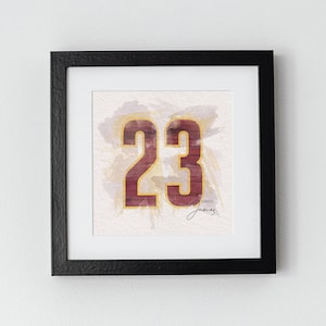 Lebron James 23 | Basketball Player Watercolor Numbers | Printable