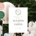 Monogram Green Wreath Wedding Sign Template, Canva Editable, DIY ...