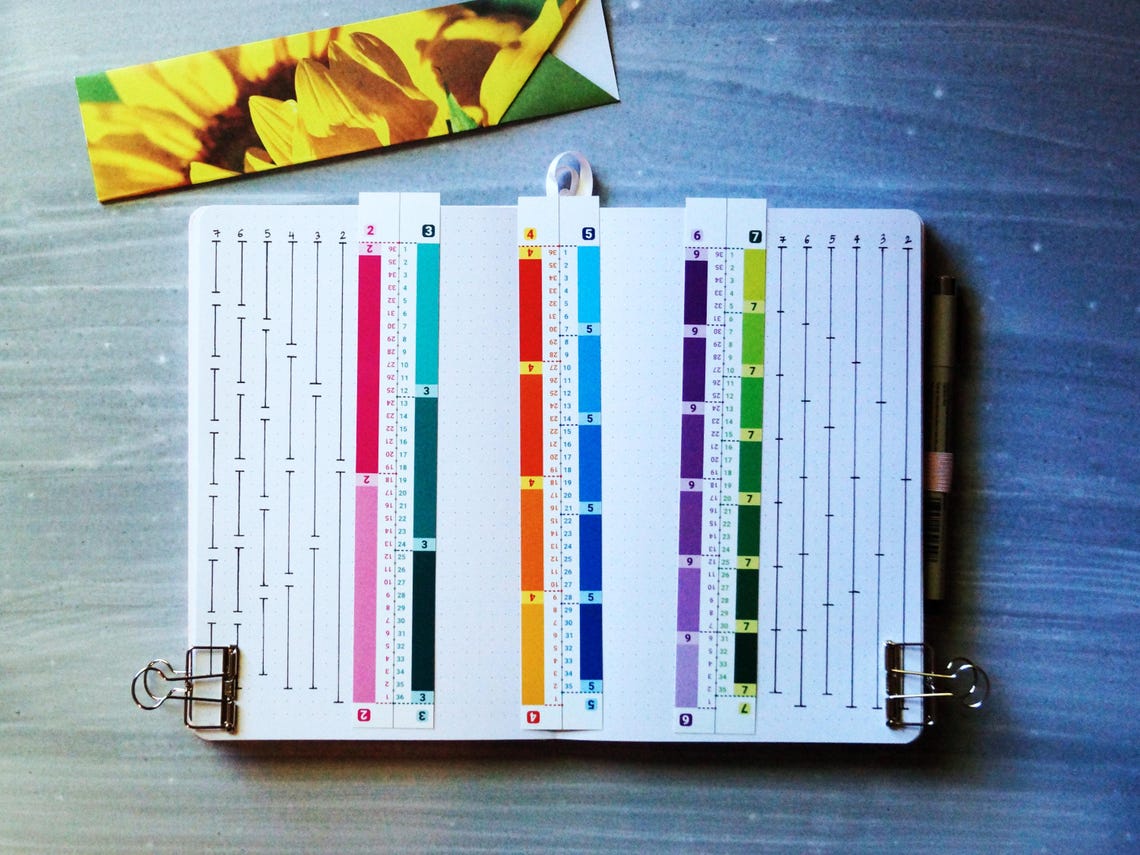 A5 Journal Grid Ruler Set | Handmade Colorful Grid Guide for A5 Planner ...