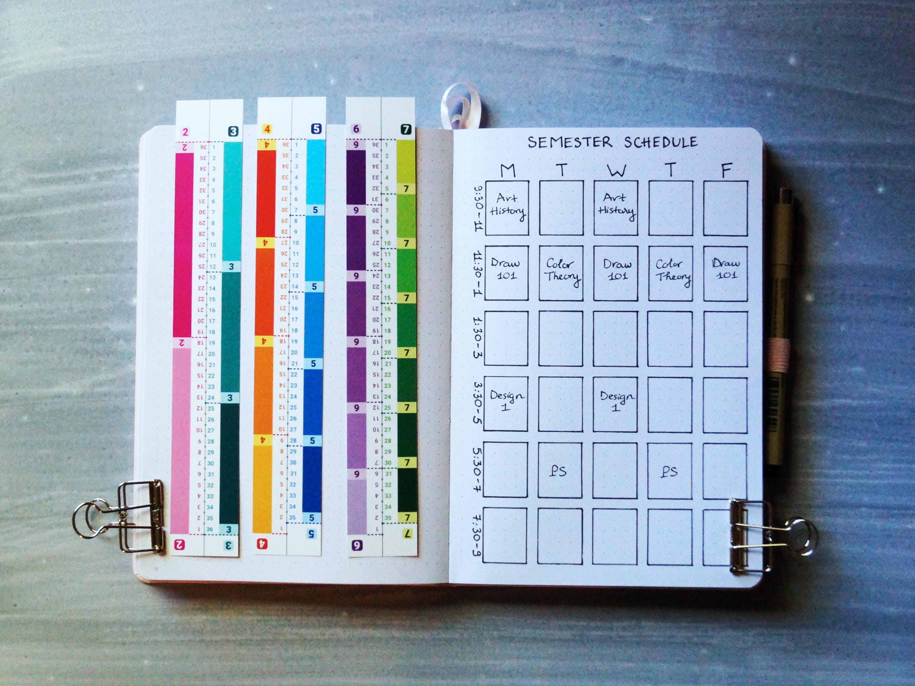 A5 Journal Grid Ruler Set | Handmade Colorful Grid Guide for A5 Planner ...