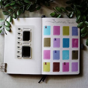 Book & Bookmark Stamp Set | Reading Journal Stamps for Book Trackers | Photopolymer Stamps Made in USA