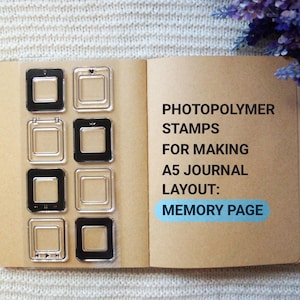 Square Photo Frames Stamp Set // Memory page for A5 Planner Bullet Journal // Photopolymer stamps Made in USA