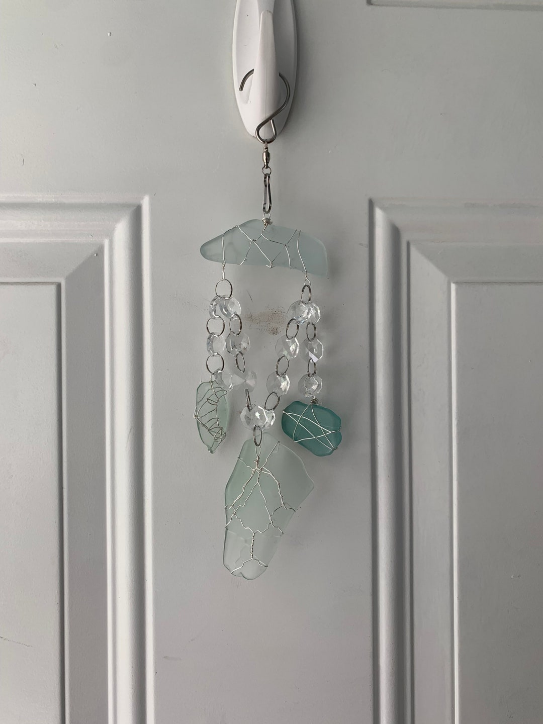 Star and Moon Wrapped Glass Suncatcher With Swivel Hook Etsy
