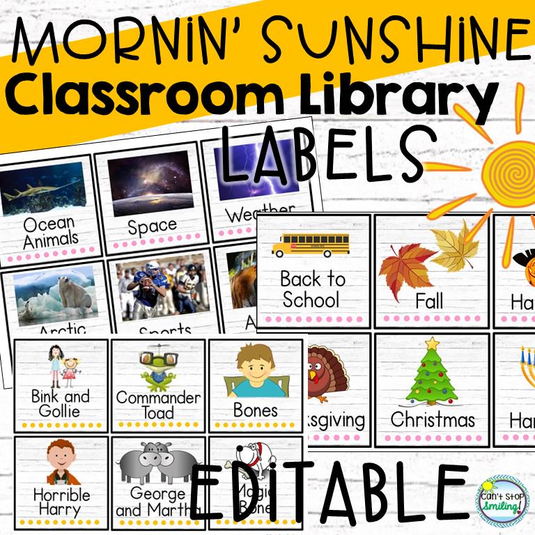 Topic Lables Classroom Library Labels EDITABLE in Sunshine Theme All the Topics - Etsy