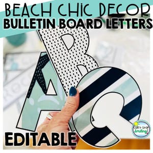 Bulletin Board Letters Beach Theme EDITABLE Classroom Decor