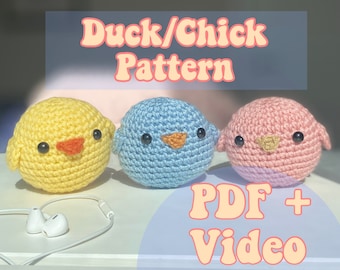 EASY Crochet Chick/Duck Amigurumi Pattern PDF + Video + Photo- Cute, Handmade Stuffed Toys, Decor, DIY, Children Gift, Instant Download