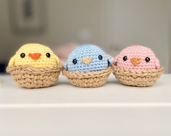 Crochet Easter Basket Chick/Duck Plushie, Cute Crochet Amigurumi Easter Gift, Baby Chick Stuffed Animal