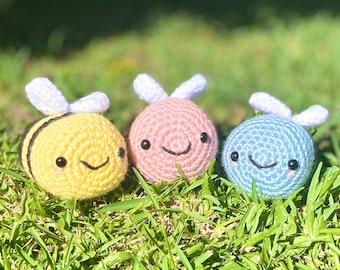 Monogrammed Crochet Bumble Bee Plushie, Cute Crochet Animals, Small Baby Bee Amigurumi Personalized Gift