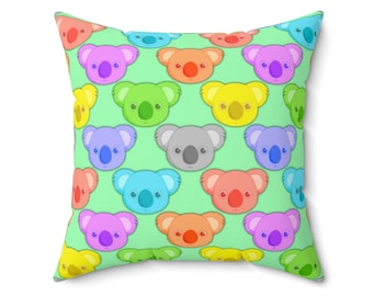 Rainbow Koala Square Pillow - Indoor