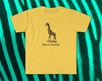 Funny Giraffe "Neck Horse" Shirt - Giraffe Gift - Horse Lover - Weird Misprint Unisex Softstyle T-Shirt