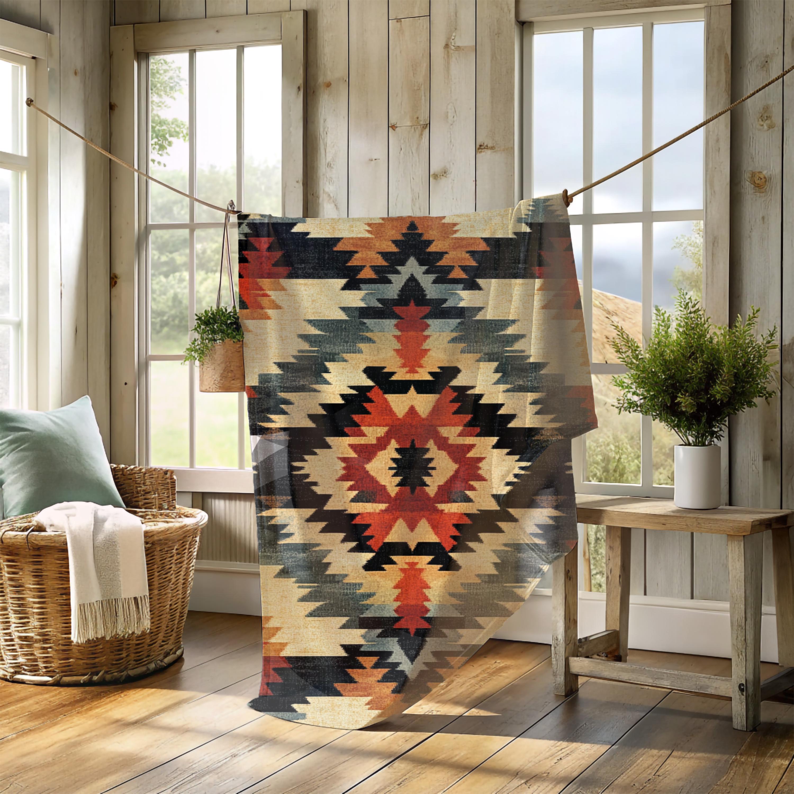 Aztec Mink Fleece Blanket Soft Throw Blanket Aztec Blanket Gift Western ...
