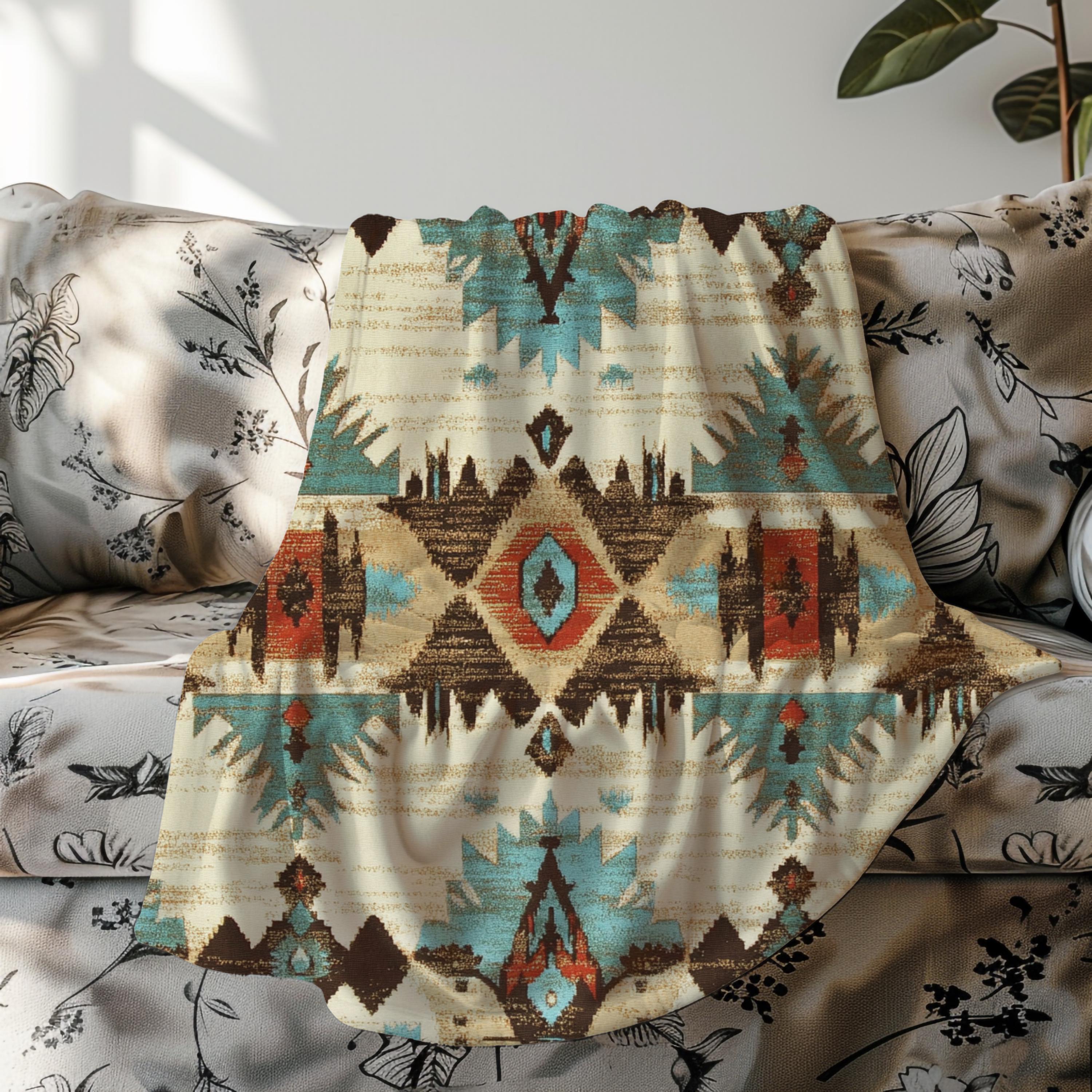 Aztec Mink Fleece Blanket. Soft Throw Blanket Aztec Blanket Gift ...