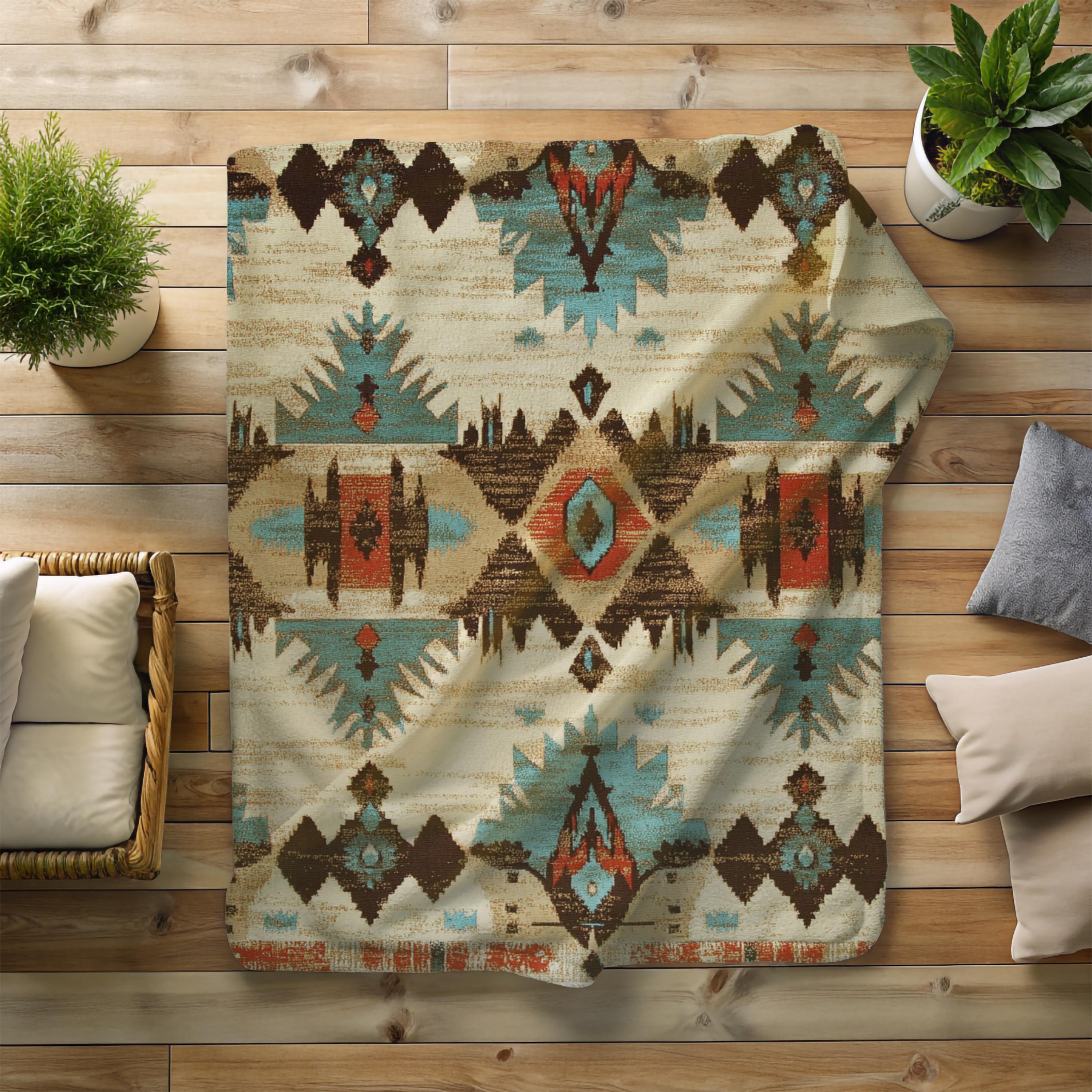 Aztec Mink Fleece Blanket. Soft Throw Blanket Aztec Blanket Gift ...