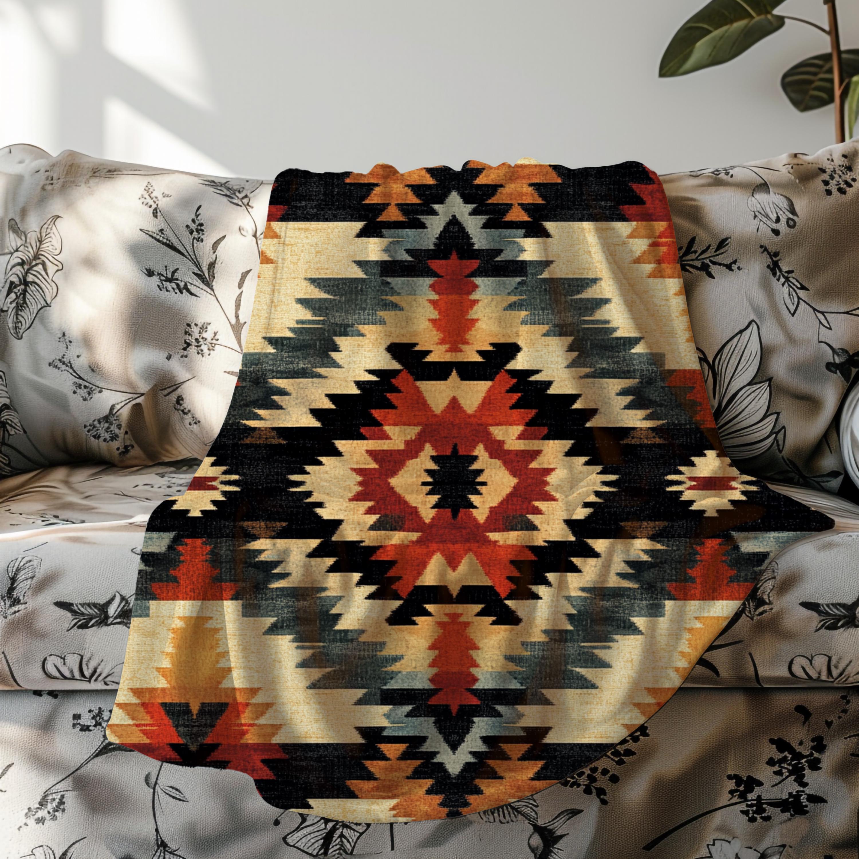 Aztec Mink Fleece Blanket Soft Throw Blanket Aztec Blanket Gift Western ...
