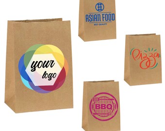 Personalised Logo, Image, Photo or Text of any Colour on 90GSM Brown Twisted Handle Paper Bags - Customised Strong Bags for Party Gifts