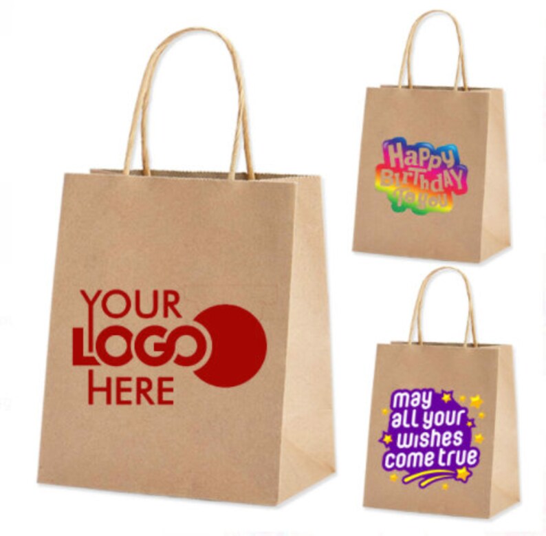 Brown Medium Paper Bags With Customised Logo 90GSM Paper Bag Gift Bags