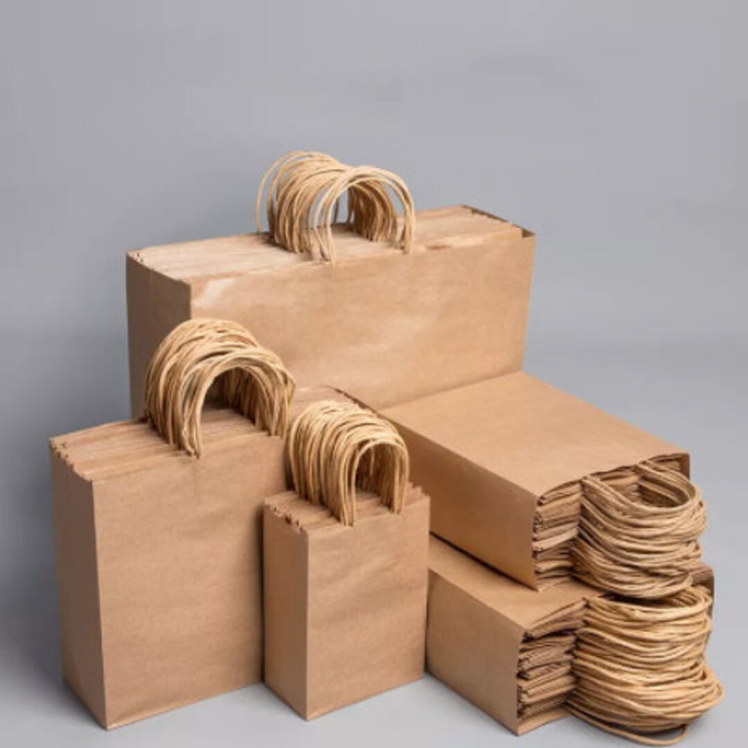 Brown Small Paper Bags With Handles 90GSM Paper Bag Party Bag Gift Bags